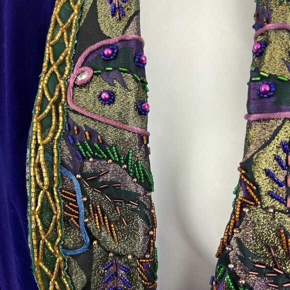 Victoria's Secret Purple Velvet Jacket vintage Beaded Sequins Size S Metallic - Picture 7 of 14